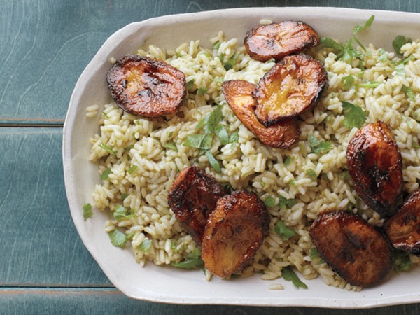Cilantro rice with sweet plantains