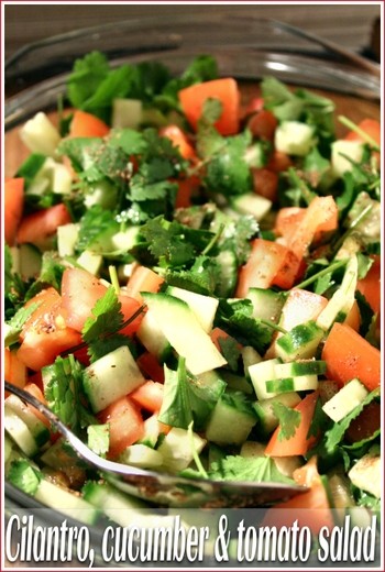 Cilantro, tomato and cucumber salad