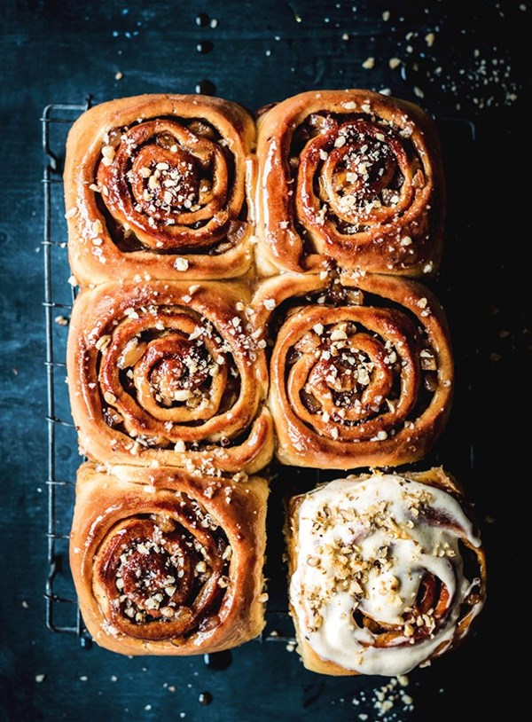 Cinnamon and apple pinwheels with brown butter cream cheese icing
