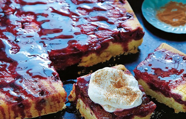 Cinnamon and cherry olive oil cake