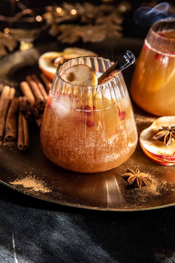 Cinnamon apple bourbon smash