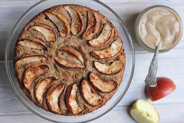 Cinnamon apple tahini cake