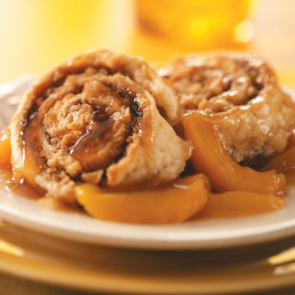 Cinnamon biscuit peach cobbler