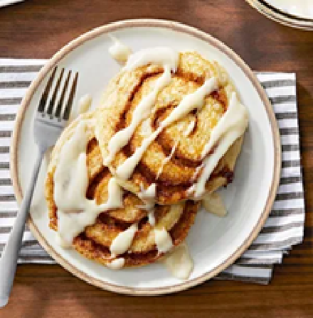 Cinnamon roll pancakes