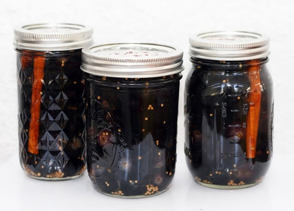 Cinnamon, star anise & vanilla pickled Black Beauty grapes