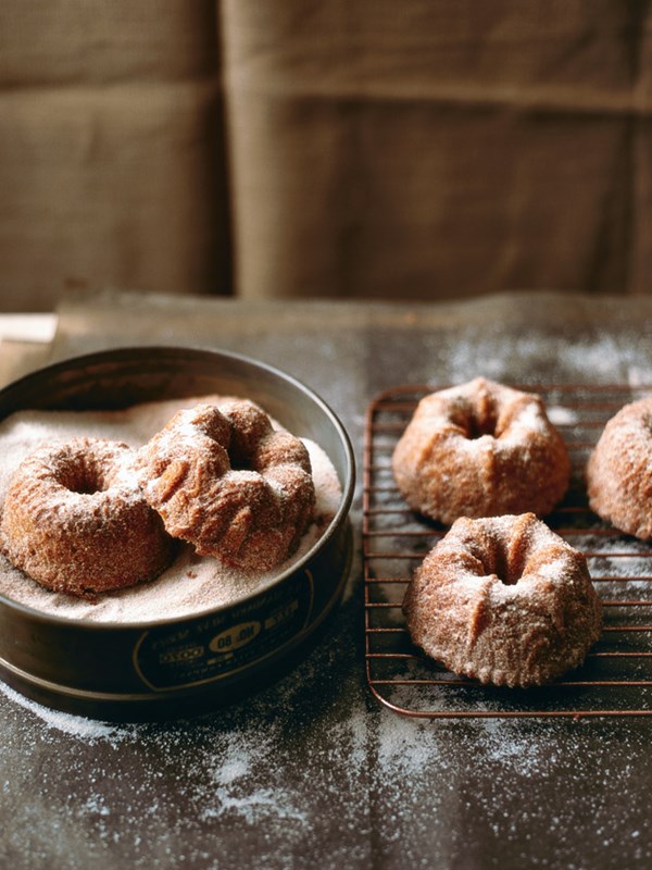 Cinnamon sugar-coated maple apple cakes