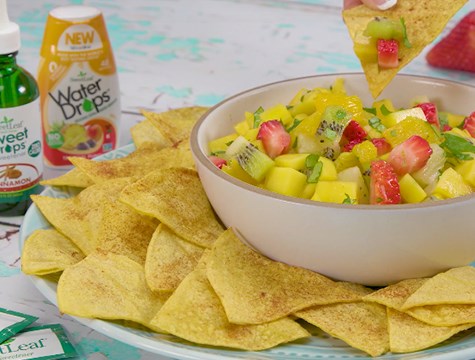 Cinnamon sweet tortilla chips with fruit salsa