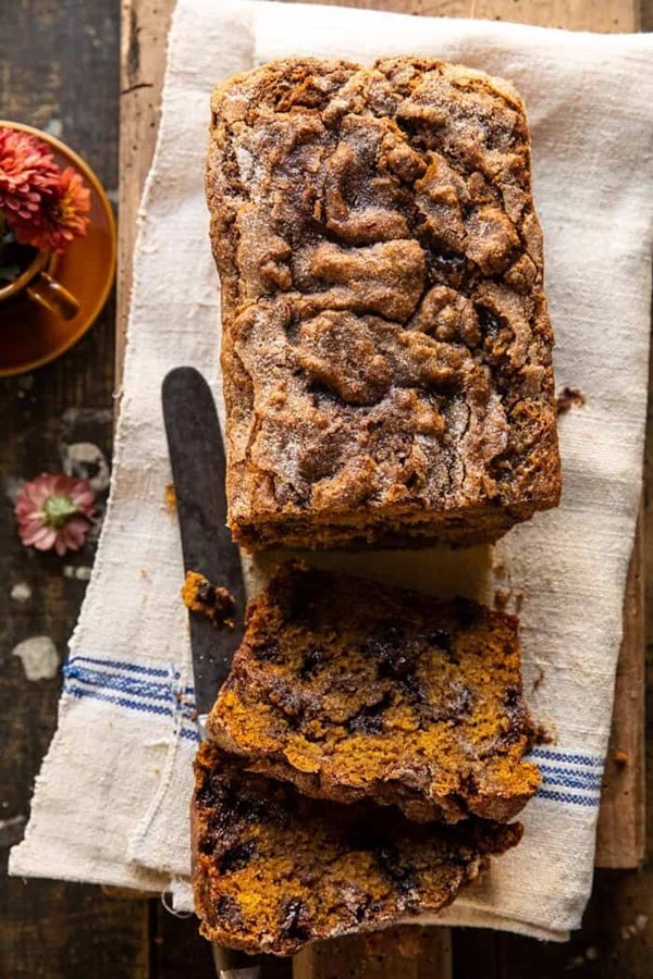 Cinnamon swirl chocolate chip pumpkin butter bread