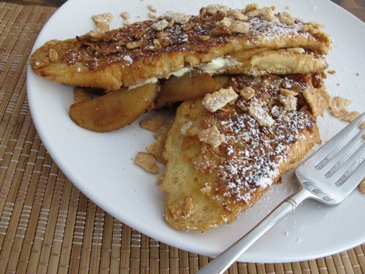Cinnamon Toast Crunch® coated apple stuffed French toast