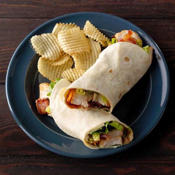 Cinnamon whiskey BBQ chicken wraps