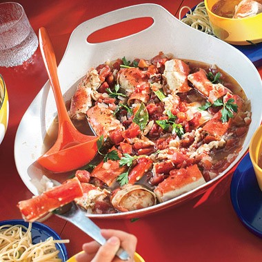 Cioppino-style roasted crab