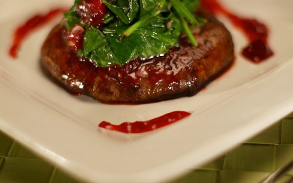 Citronelle roasted portabellos with spinach