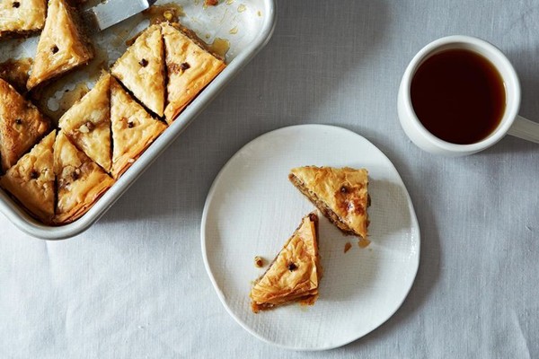 Citrus and cardamom baklava with pistachios and walnuts