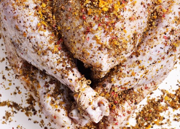 Citrus and peppercorn dry brine