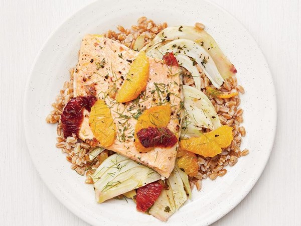 Citrus Arctic char with farro