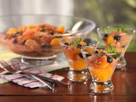 Citrus blueberry salad with almond relish and minted sugar