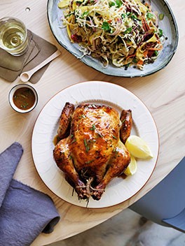 Citrus-brined roast chicken