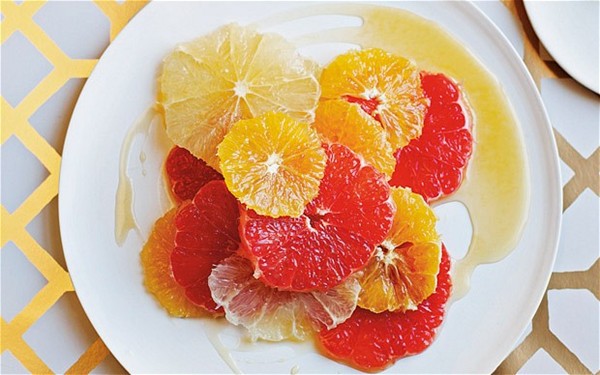 Citrus compote with lemon-grass and ginger syrup