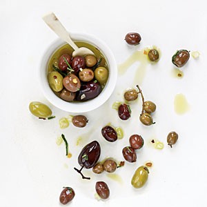Citrus, fennel, and rosemary olives