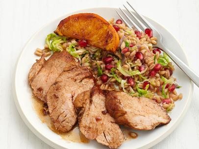 Citrus-glazed pork with farro