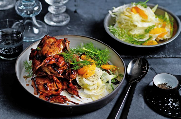 Citrus-glazed quail