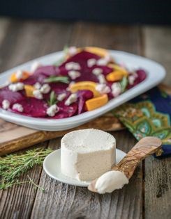 Citrus-herb roasted beets with macadamia ricotta