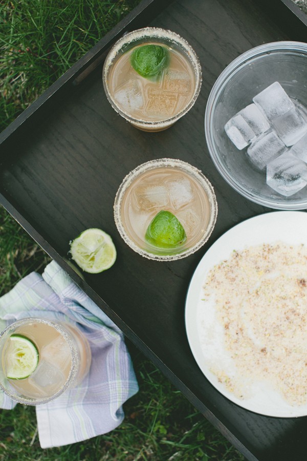 Citrus margarita with lemon, lime and ginger rim