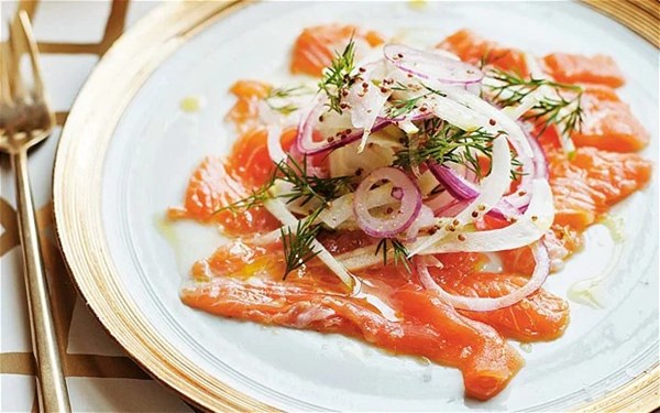 Citrus-marinated salmon with fennel and apple salad