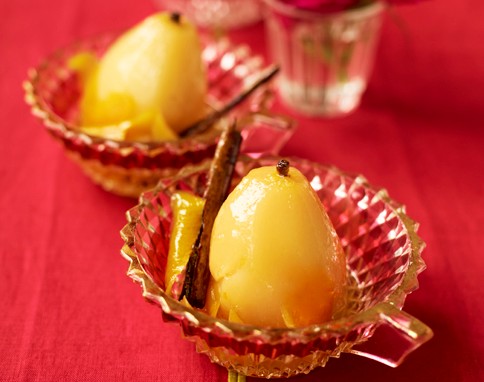 Citrus-poached pears