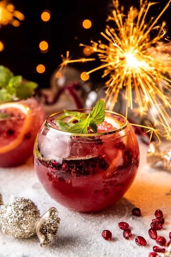 Citrus pomegranate Champagne smash
