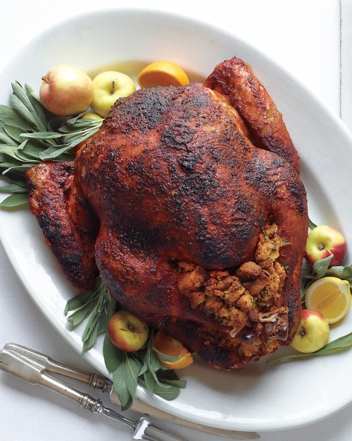 Citrus-rubbed turkey with cider gravy
