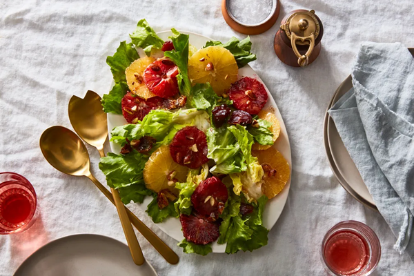 Citrus salad with brown butter vinaigrette, dates & almonds
