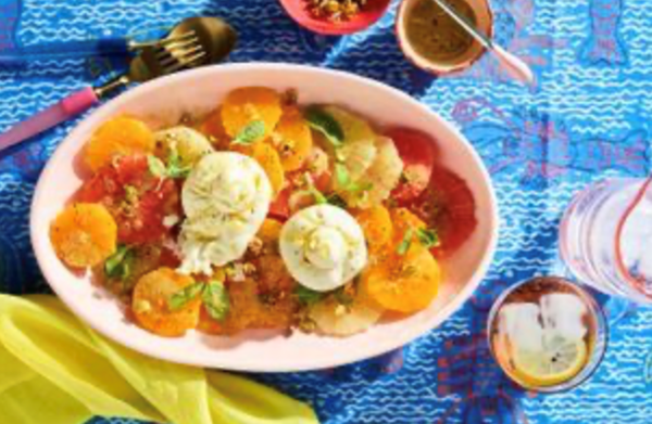 Citrus salad with candied pistachios and burrata [Alex McCabe]