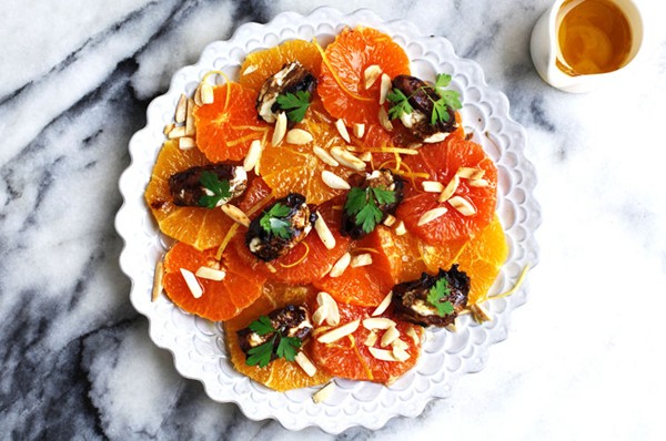 Citrus salad with goat cheese-stuffed dates