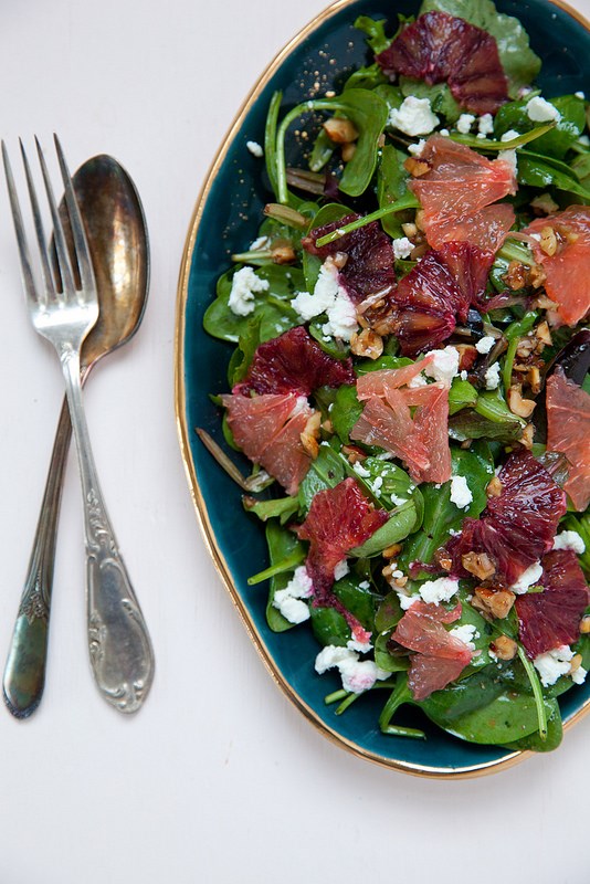 Citrus salad with honey chèvre and hazelnut vinaigrette