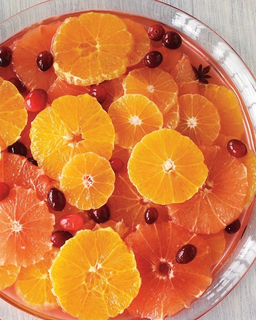 Citrus salad with poached cranberries