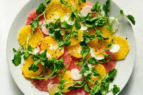 Citrus salad with radish and watercress