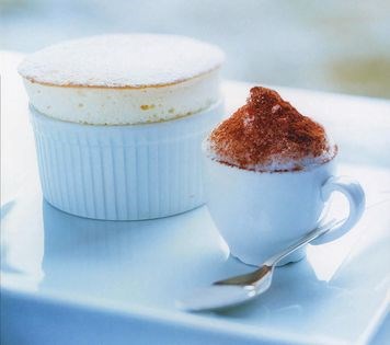 Citrus soufflé, hot chocolate ice cream
