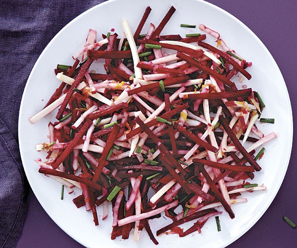 Citrusy beet, parsnip, and radish slaw