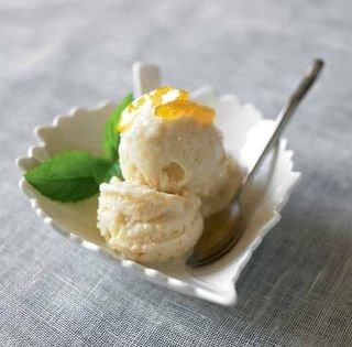 Citrusy tofu sherbet (Yooja dubu sherbet)
