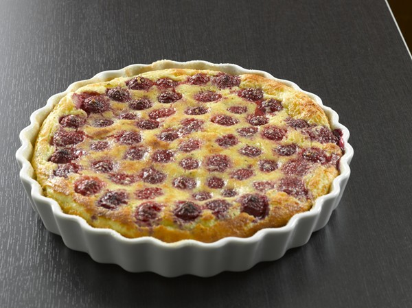 Clafoutis with vanilla ice cream