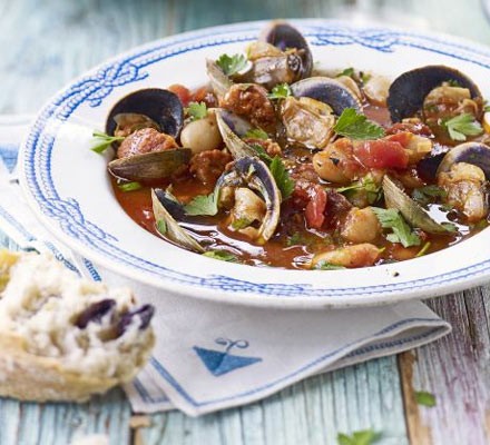 Clam, chorizo and white bean stew