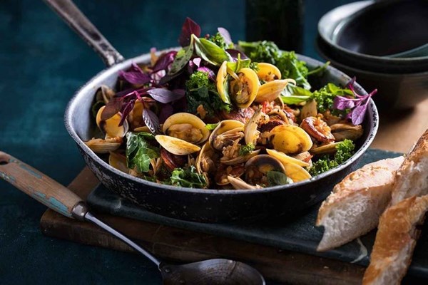 Clam, chorizo, kale & cavolo nero stew