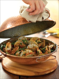 Clam, pork, sausage, and bacon stew