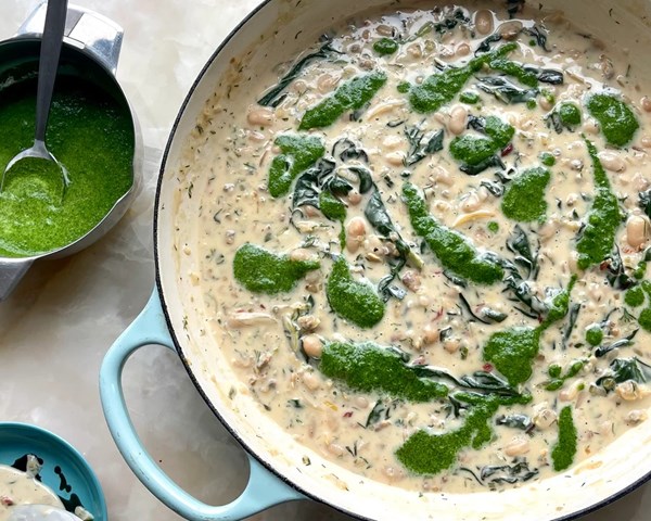 Clams, beans, greens, and cream(s)
