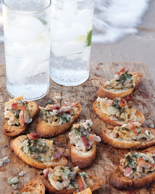 Clams Casino crostini