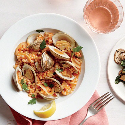 Clams with Israeli couscous