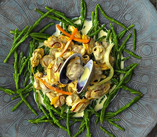 Clams with samphire