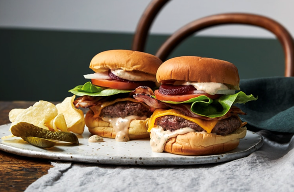 Classic Angus beef burger with pickle burger sauce