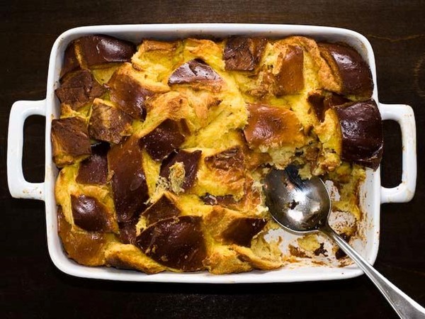 Classic challah bread pudding